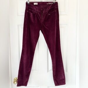 Gap Legging Jean soft burgundy corduroy size 28